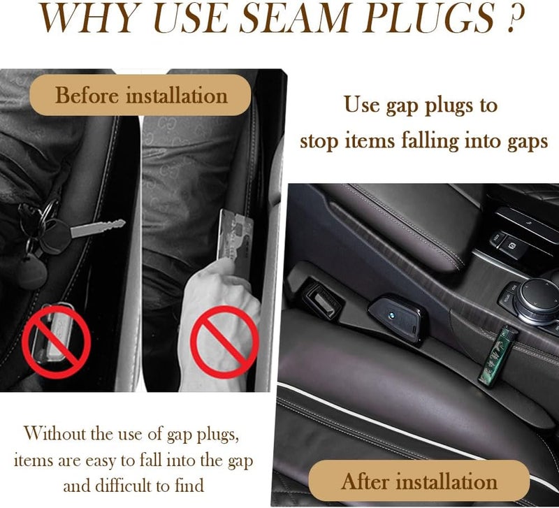 Junecarp 2PCS Car Seat Gap Filler - Elastic Car Seat Gap Filler Organizer Universal for Car Truck Suv Between Seat and Console - Prevent Items from Droping - Add Style to Your Car Accessories (Black/2pcs) - Image 3